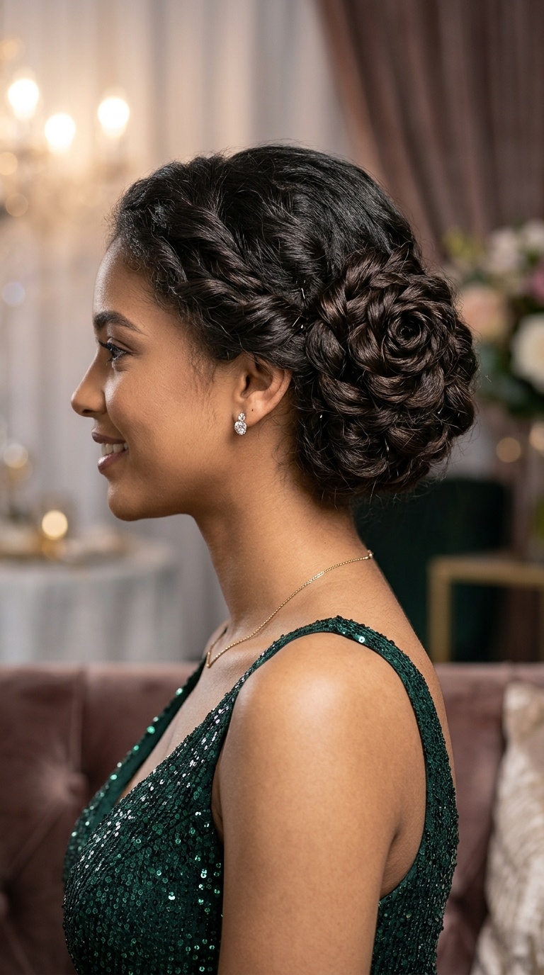 Romantic Twisted Rose Bun