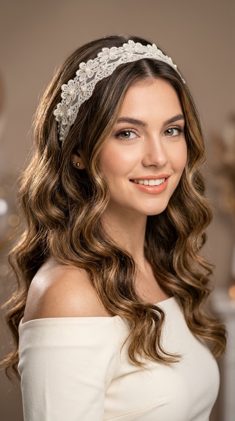 Romantic Waves with a Lace Headband