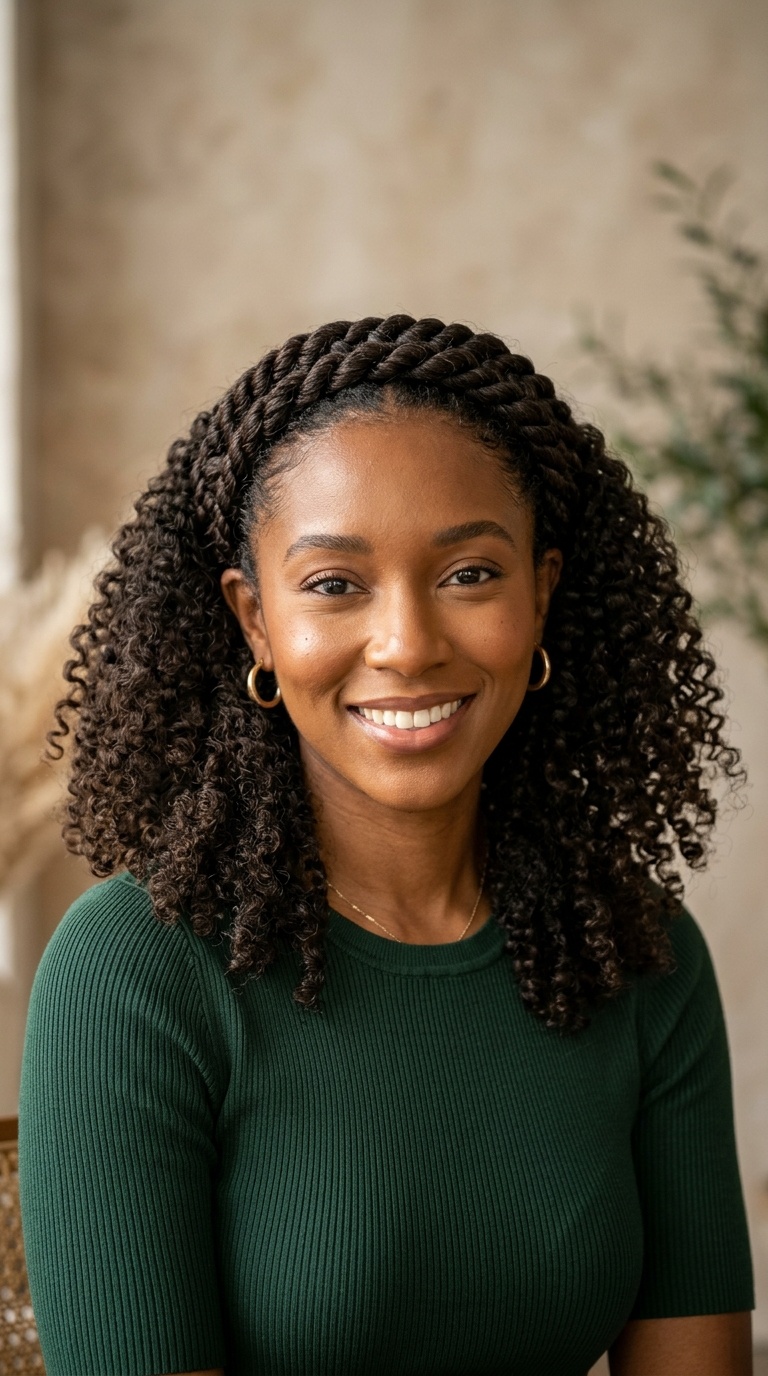 Rope Twisted Crown with Curly Volume