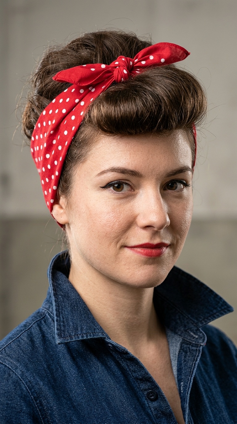 Rosie the Riveter Full Head Wrap