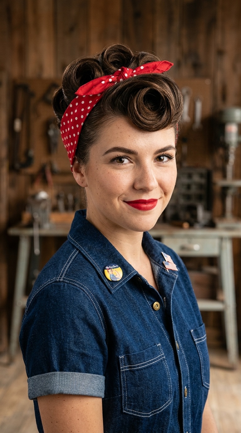 Rosie the Riveter Victory Rolls