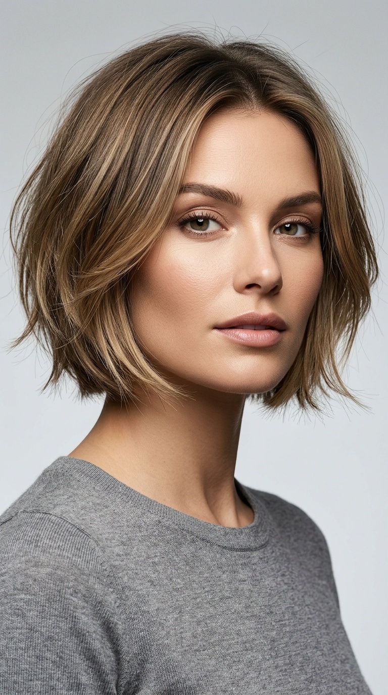 Rounded Bob with Razored Ends