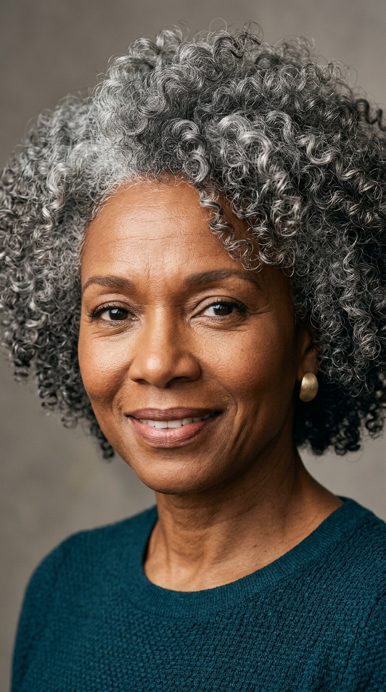 Rounded Curly Afro Style