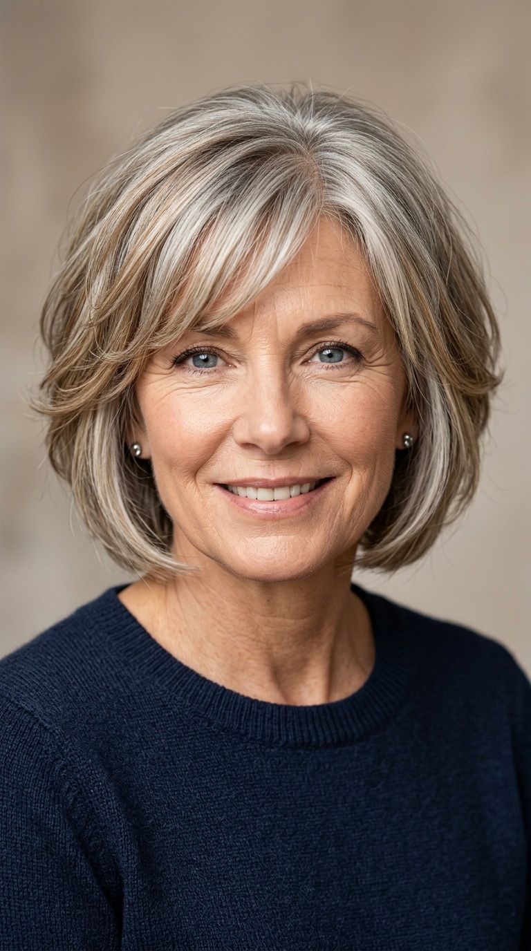 Rounded Layered Cut with Side Bangs