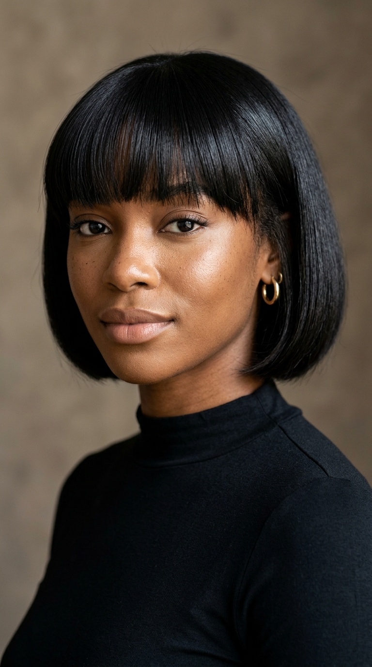 Rounded Pageboy Bob with Bangs