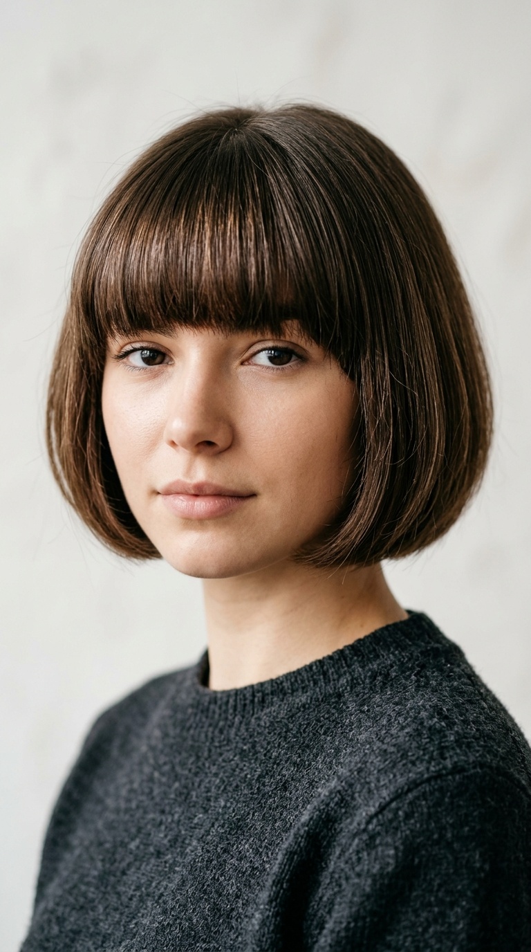 Rounded Pageboy with Thick Fringe