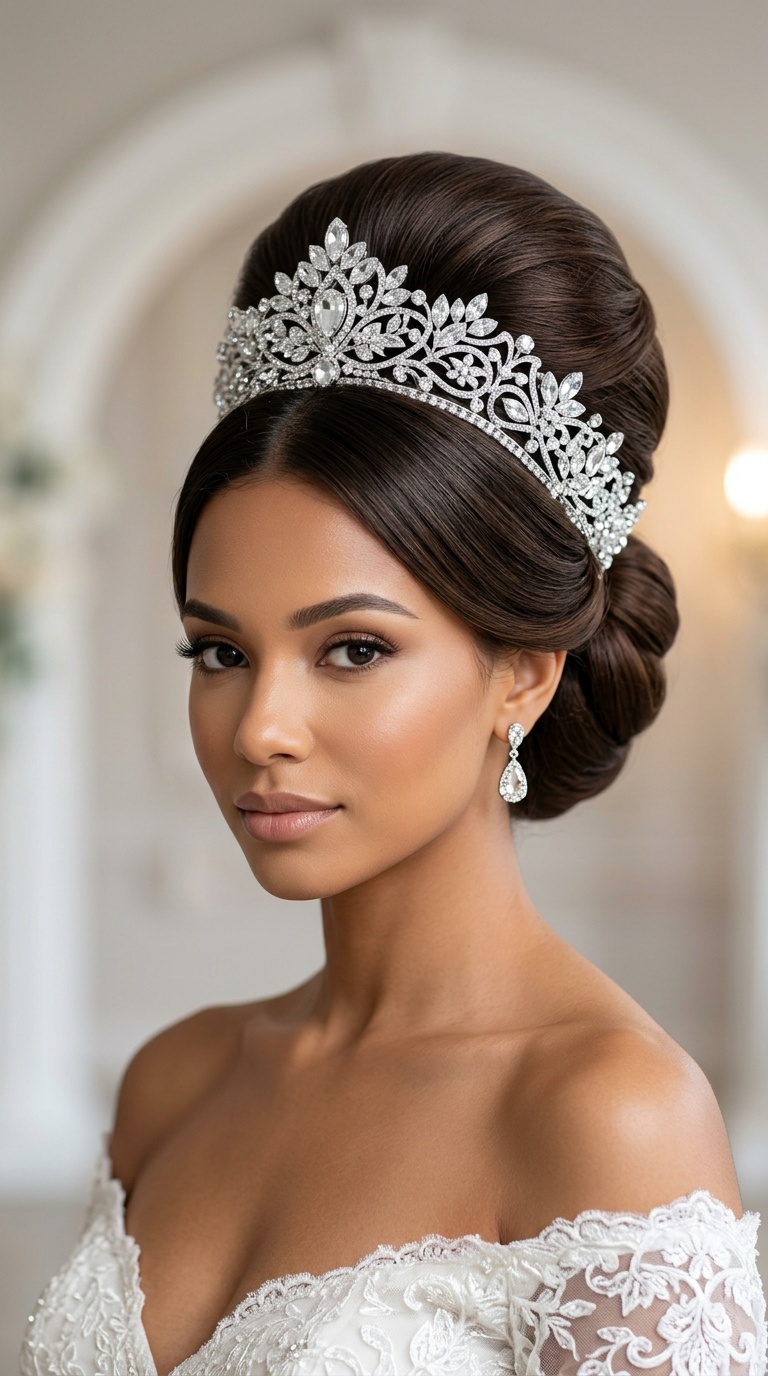 Royal Beehive with Crystal Headpiece