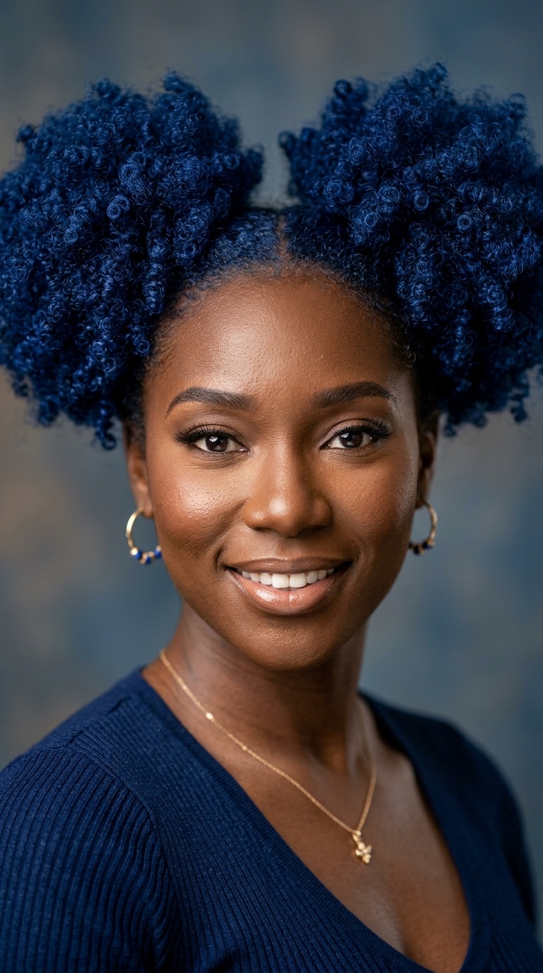 Royal Blue Afro Puffs