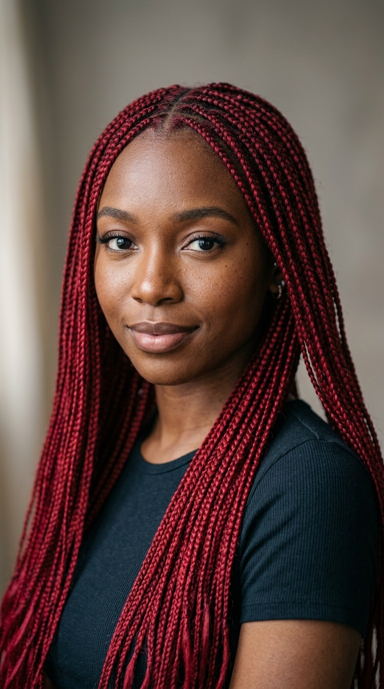 Ruby Red Micro Braids