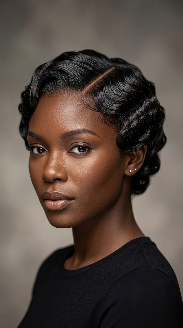 S-Curve Parted Finger Waves