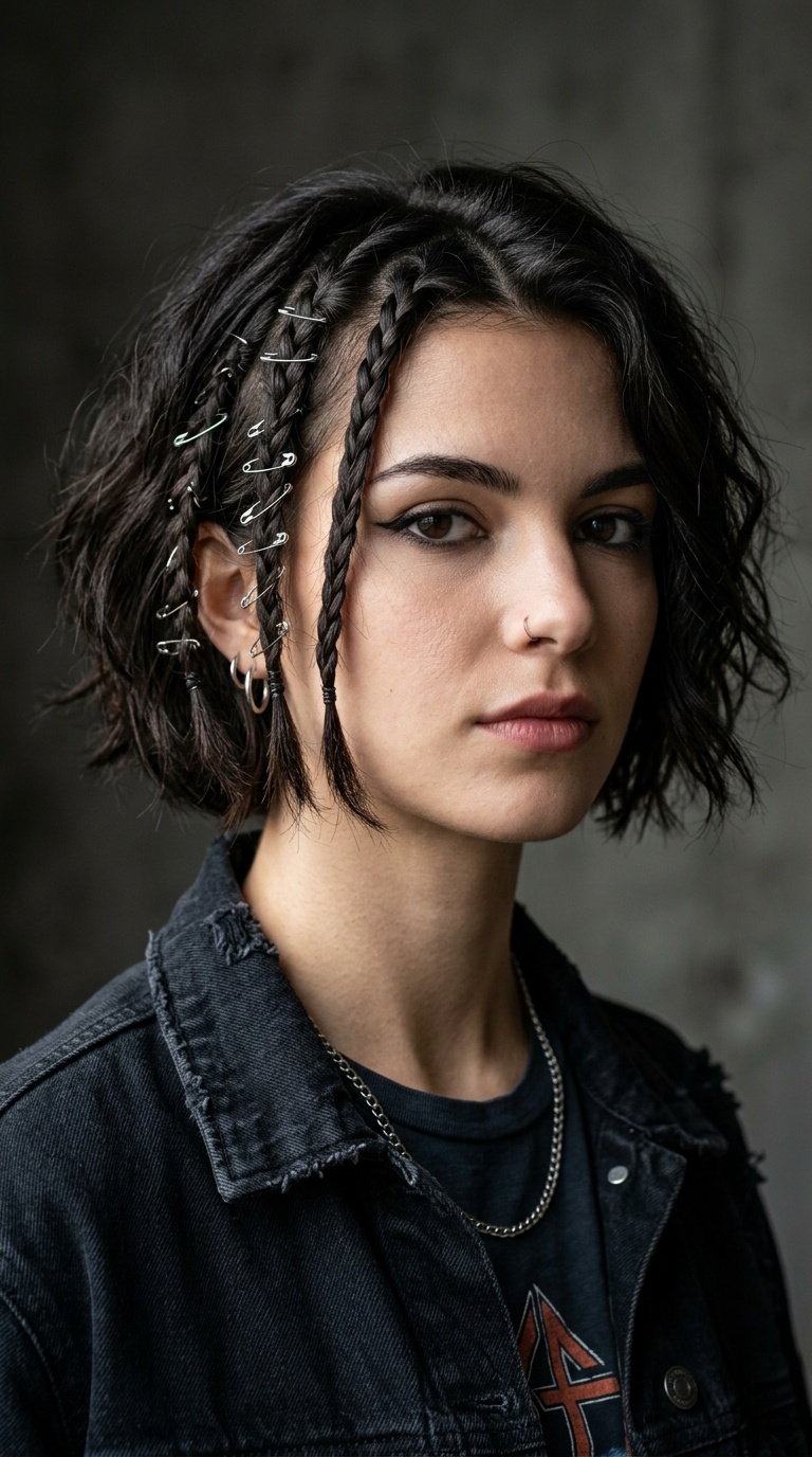 Safety Pin Accented Braids