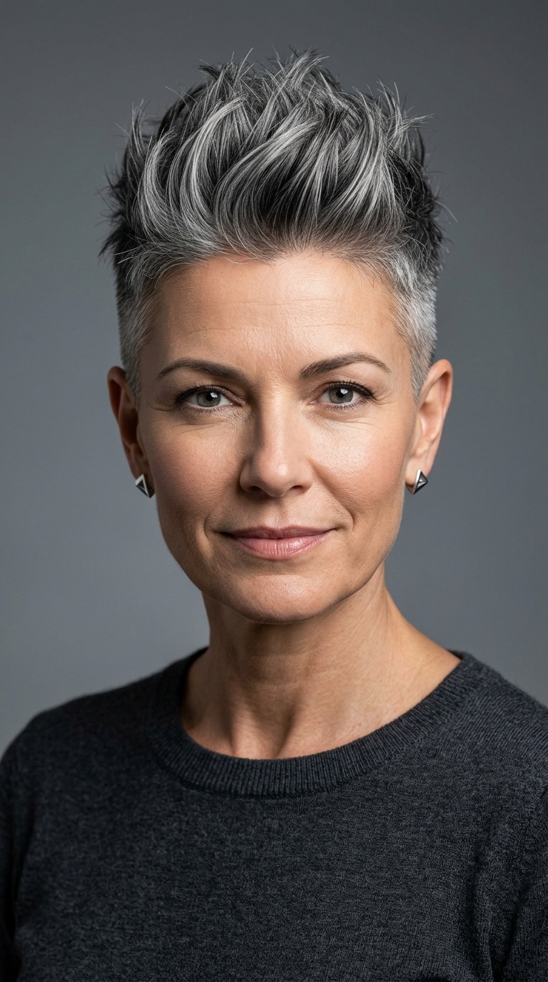 Salt and Pepper Spiky Undercut