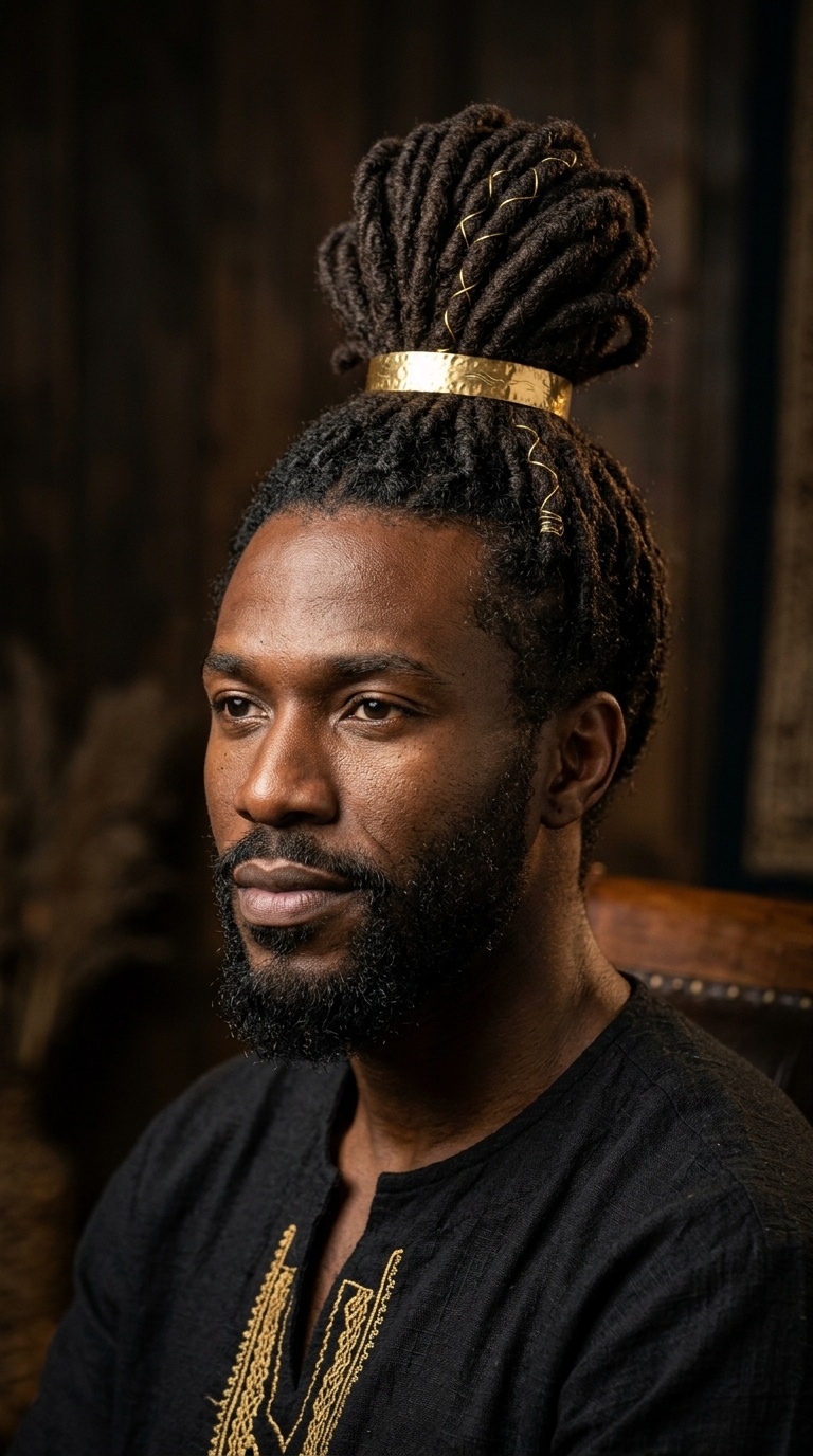 Samurai Bun with Gold Accents