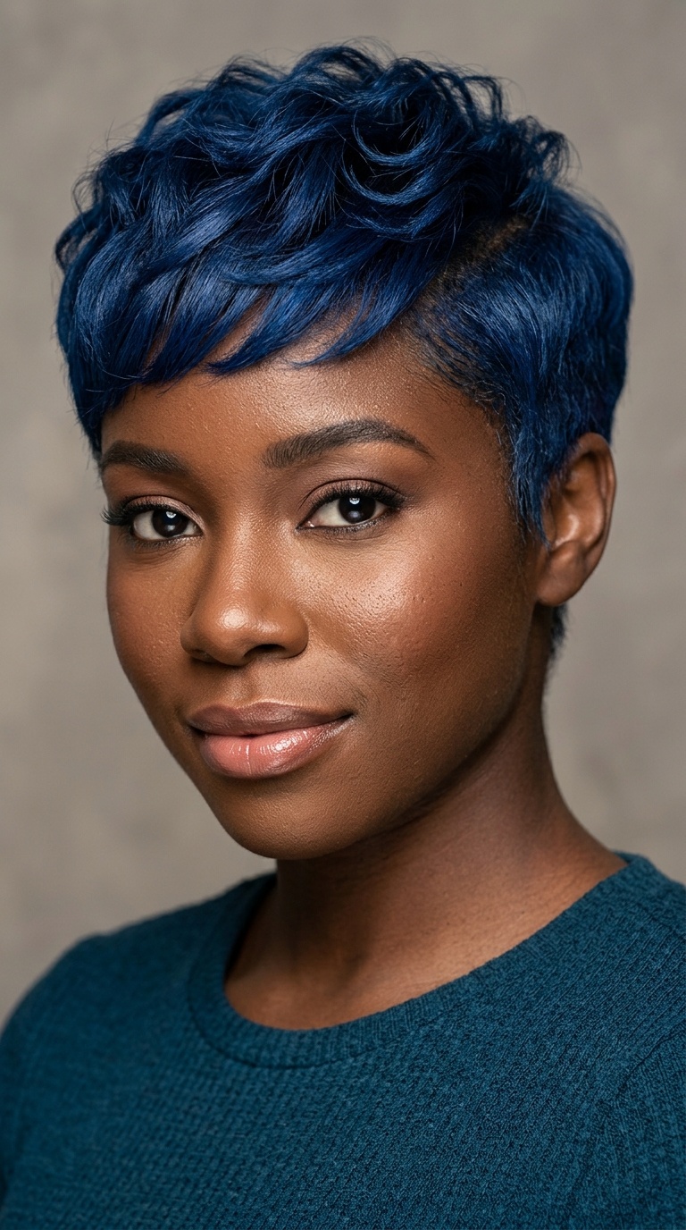 Sapphire Blue Pixie Cut