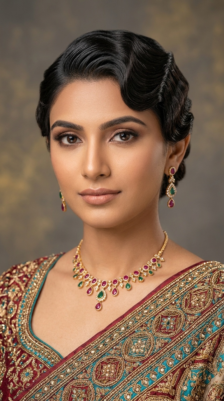 Scalloped Front Waves for Embroidery-Heavy Sarees