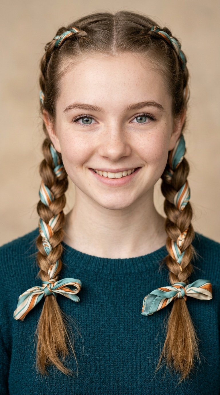 Scarf Braided Pigtails