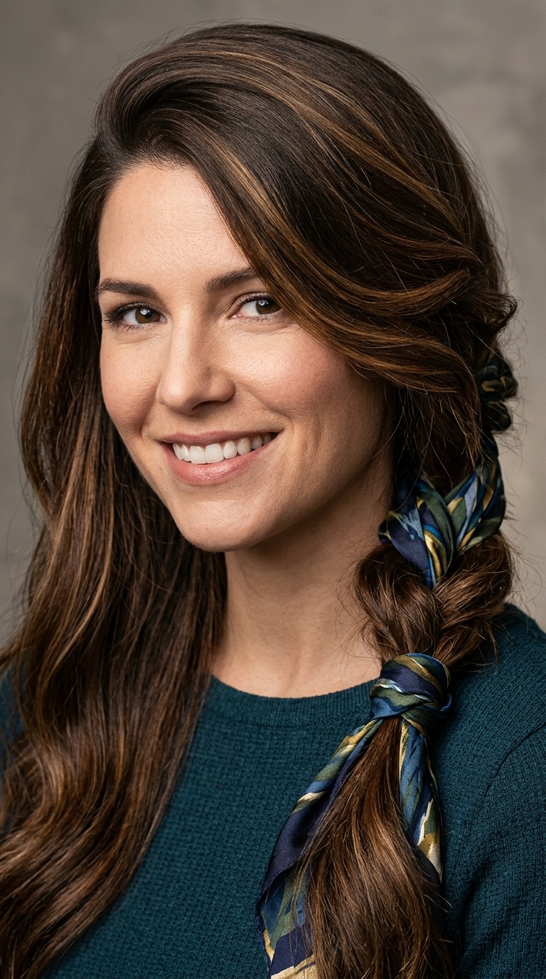 Scarf-Intertwined Side Part