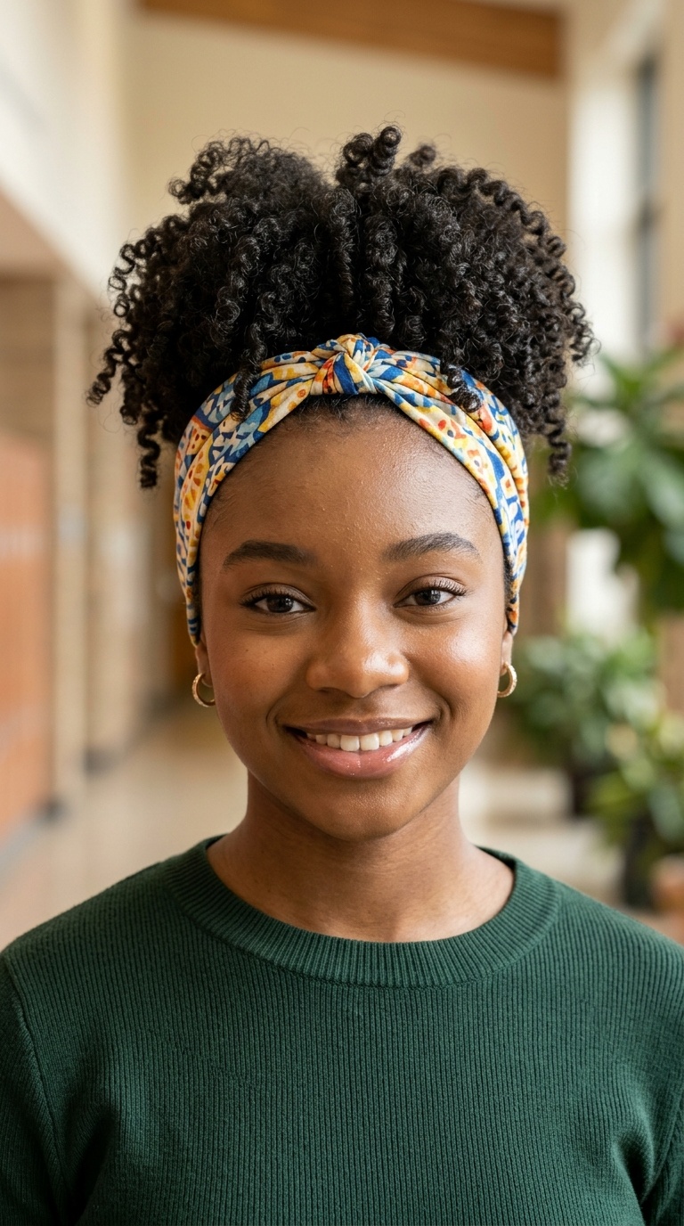 Scarf-Style Headband with Pineapple Curls