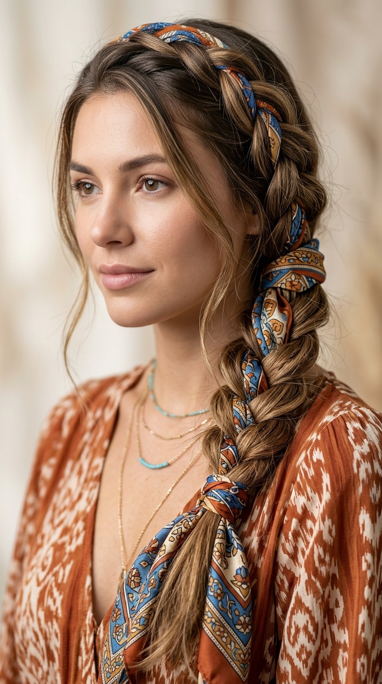 Scarf-Wrapped Boho Braid