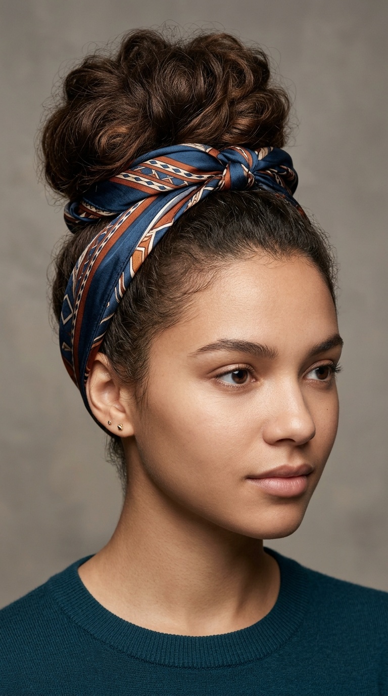 Scarf-Wrapped Bun
