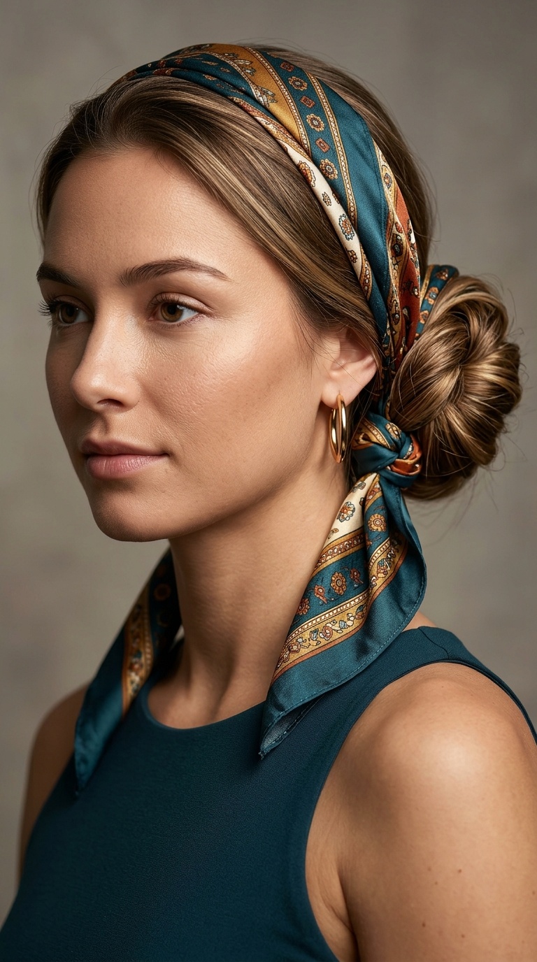 Scarf-Wrapped Bun