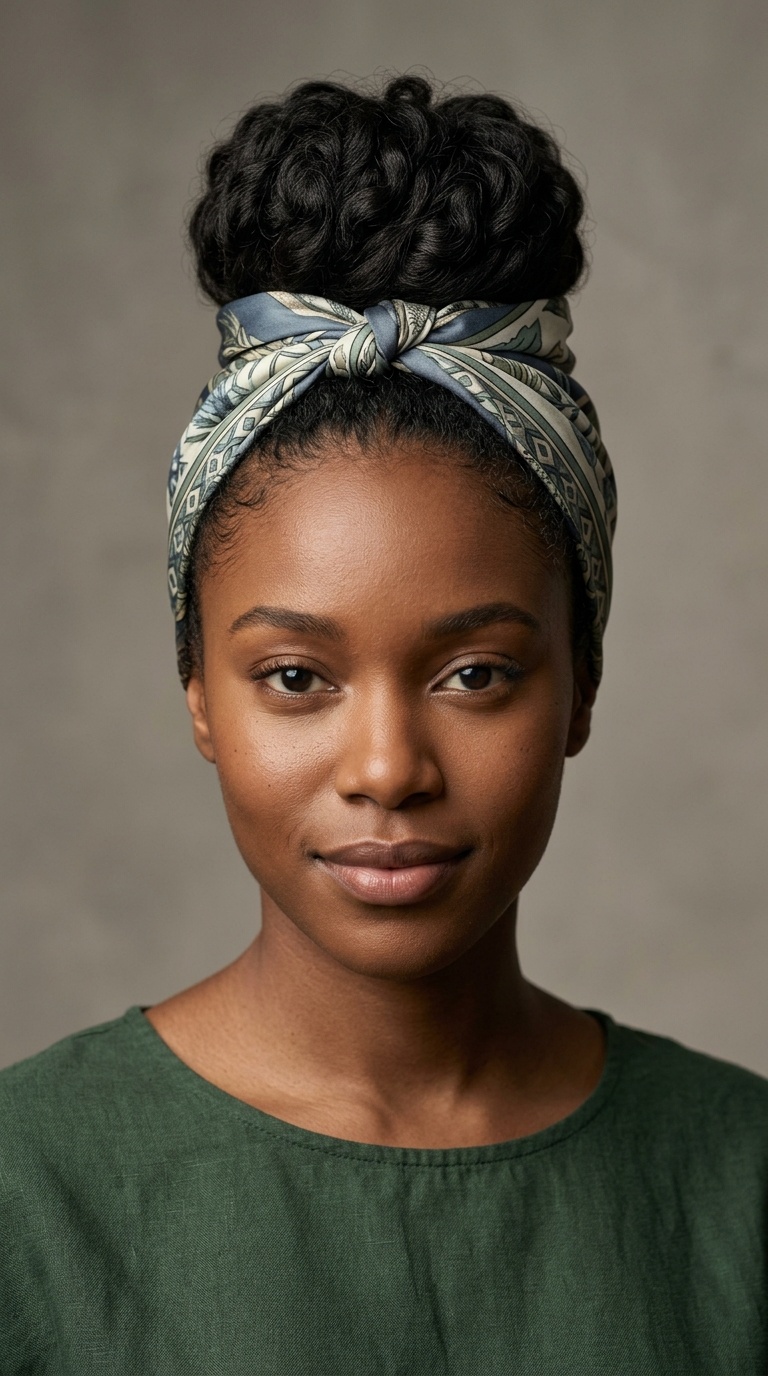 Scarf-Wrapped Bun