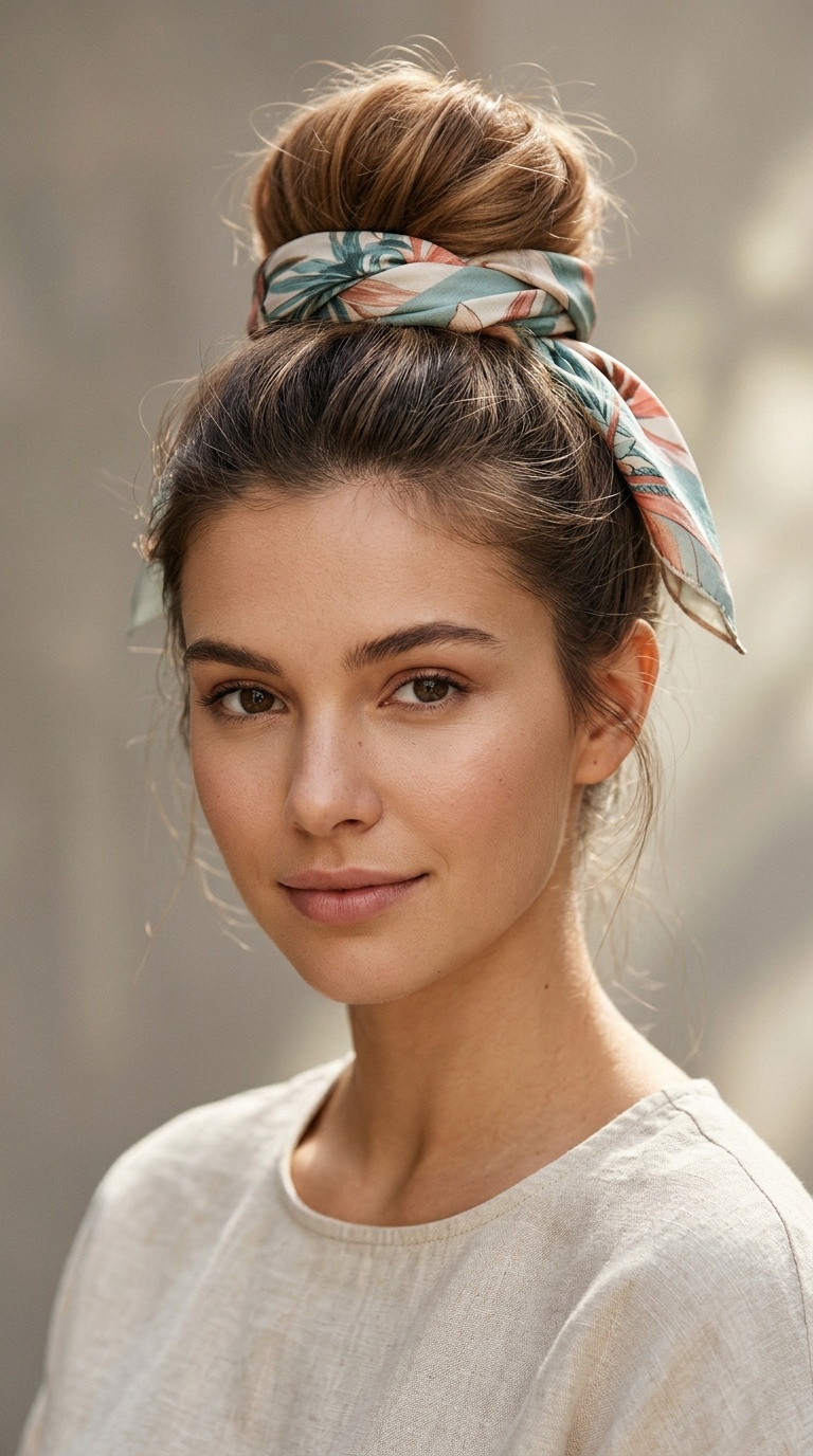 Scarf-Wrapped Bun