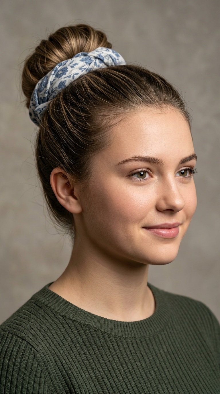 Scarf-Wrapped Bun