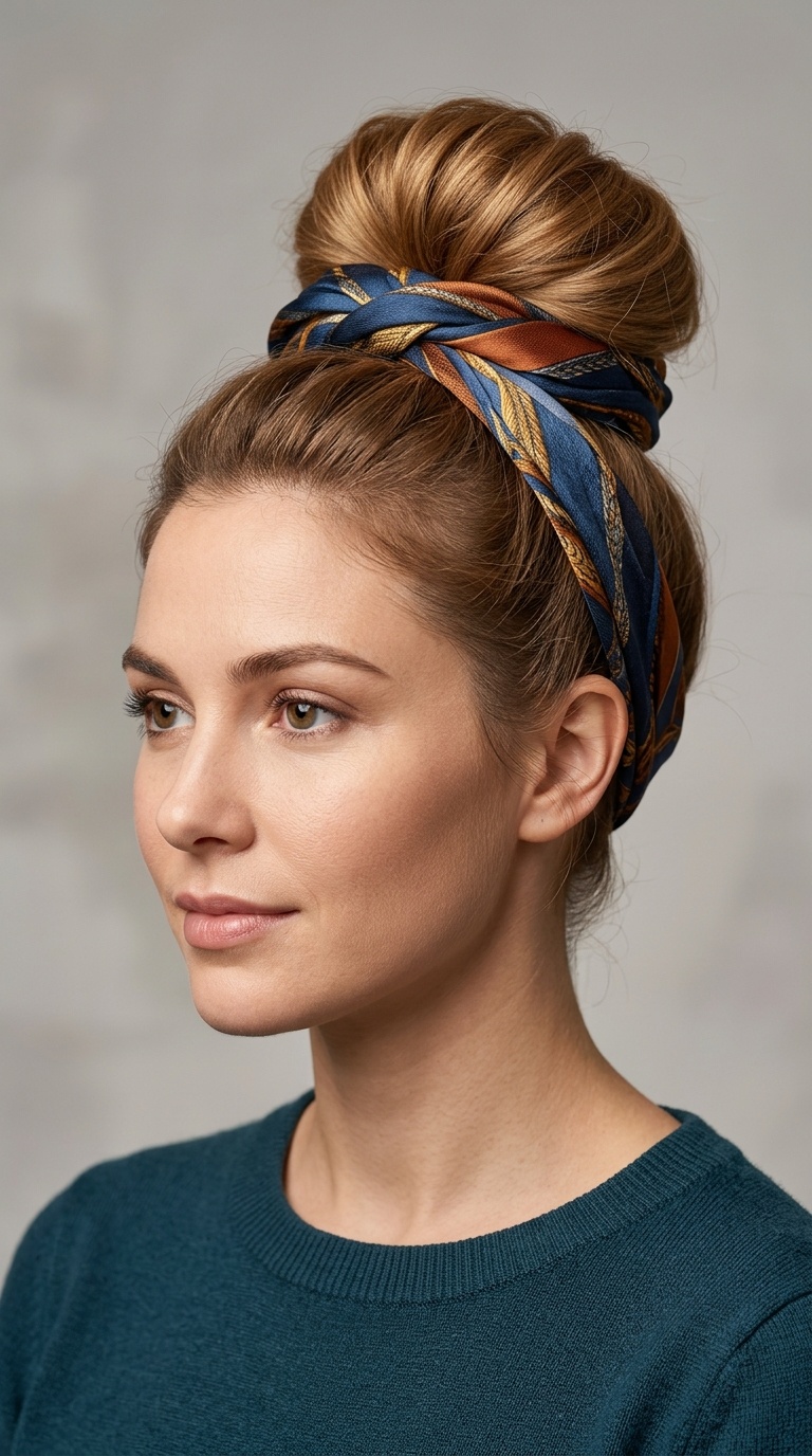 Scarf-Wrapped Bun
