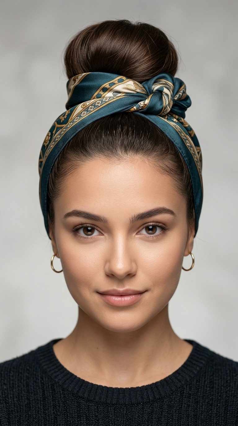 Scarf-Wrapped Bun