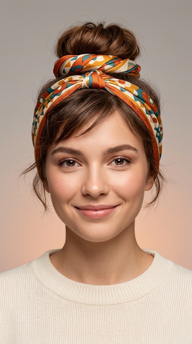 Scarf-Wrapped Bun