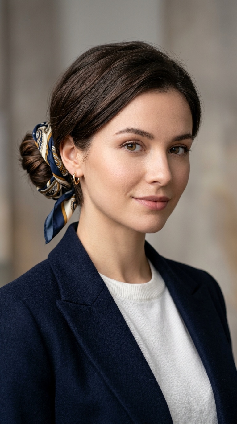 Scarf-Wrapped Bunette