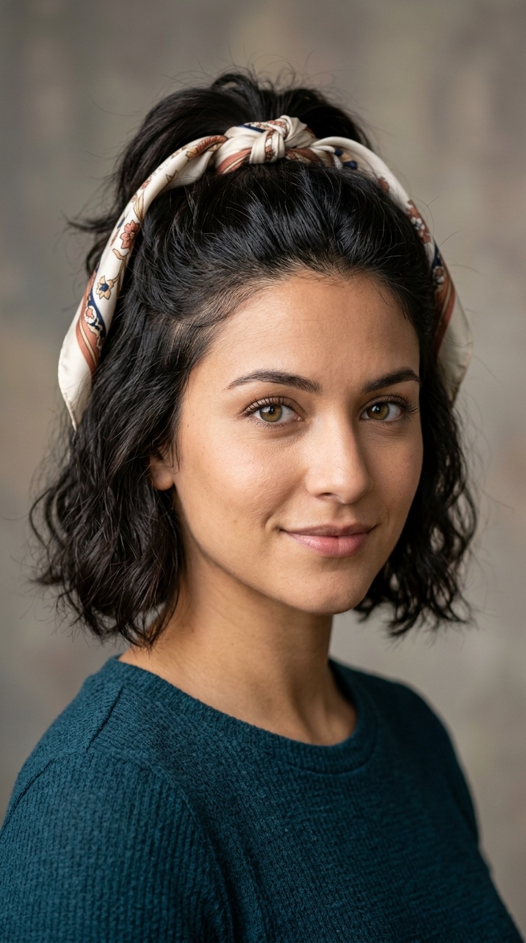 Scarf-Wrapped Half-Up