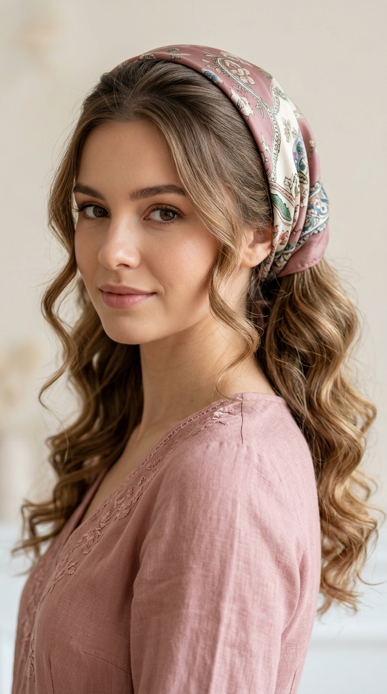 Scarf-Wrapped Half-Up