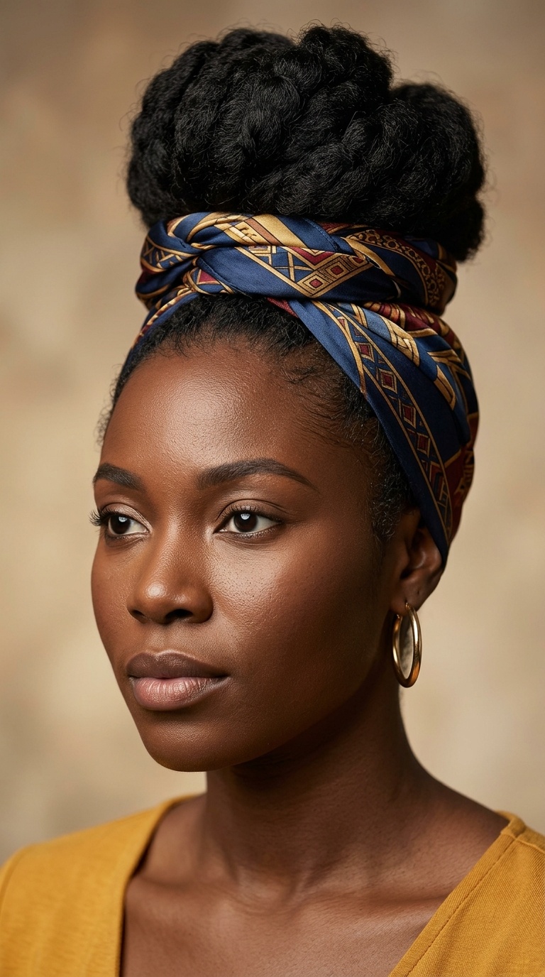 Scarf-Wrapped High Knot