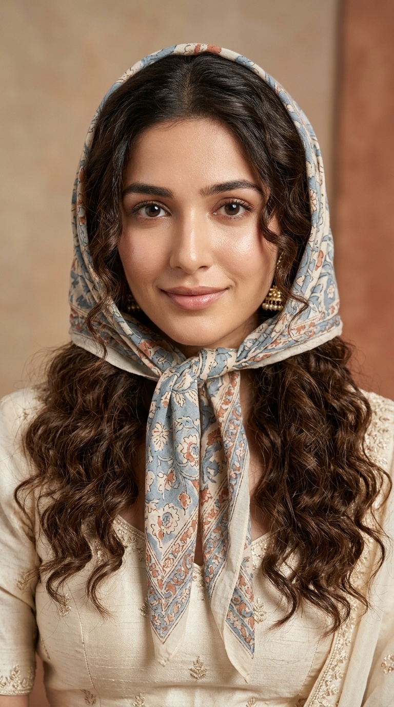 Scarf-Wrapped Loose Curls