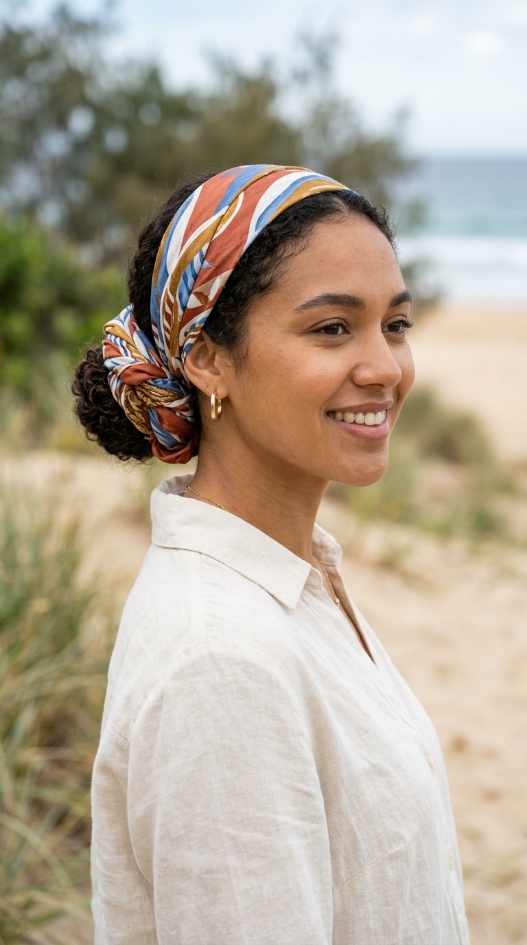 Scarf-Wrapped Low Bun