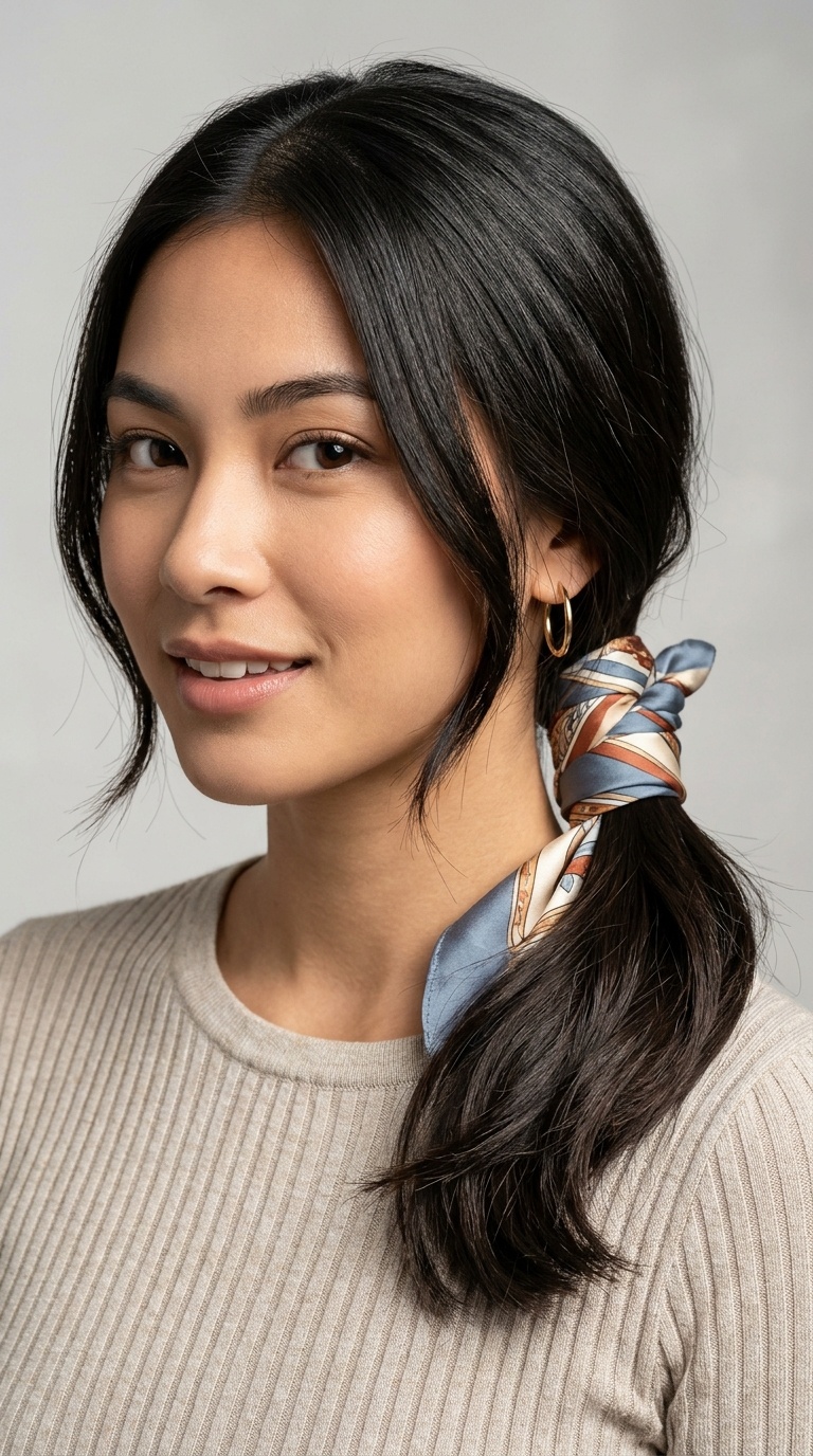 Scarf-Wrapped Low Pony