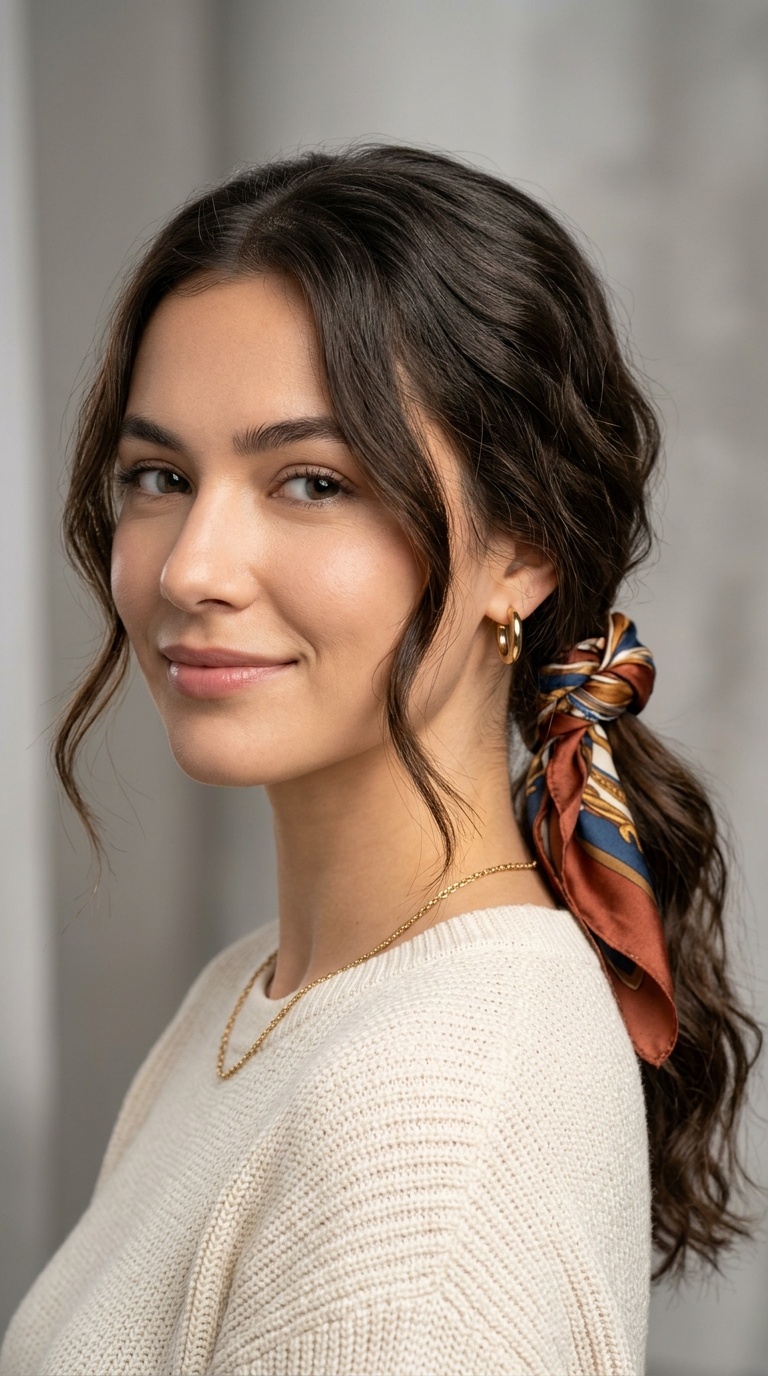 Scarf-Wrapped Low Pony