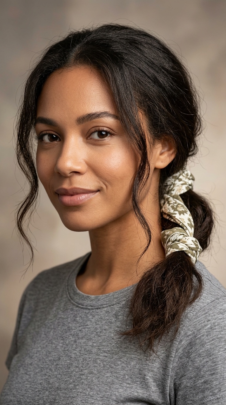 Scarf-Wrapped Low Pony