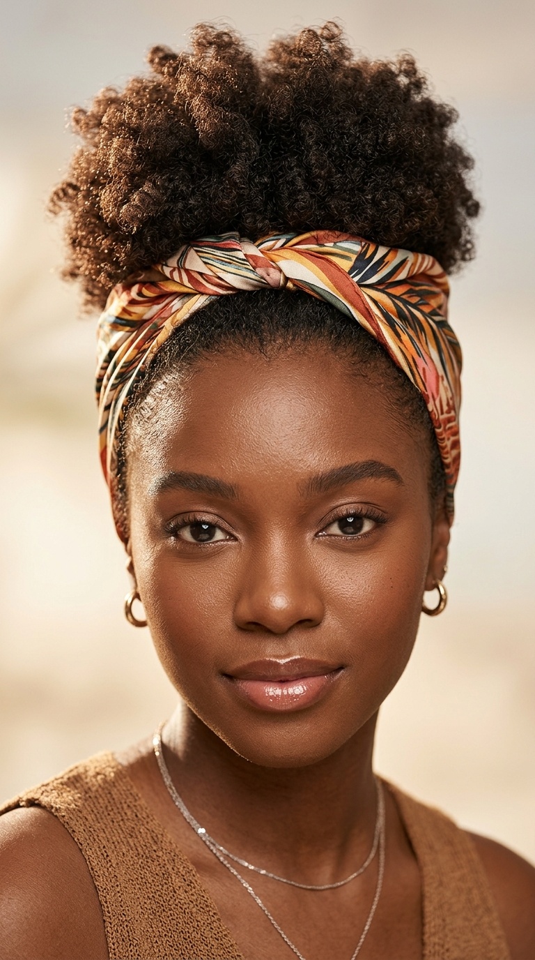 Scarf-Wrapped Natural Puff