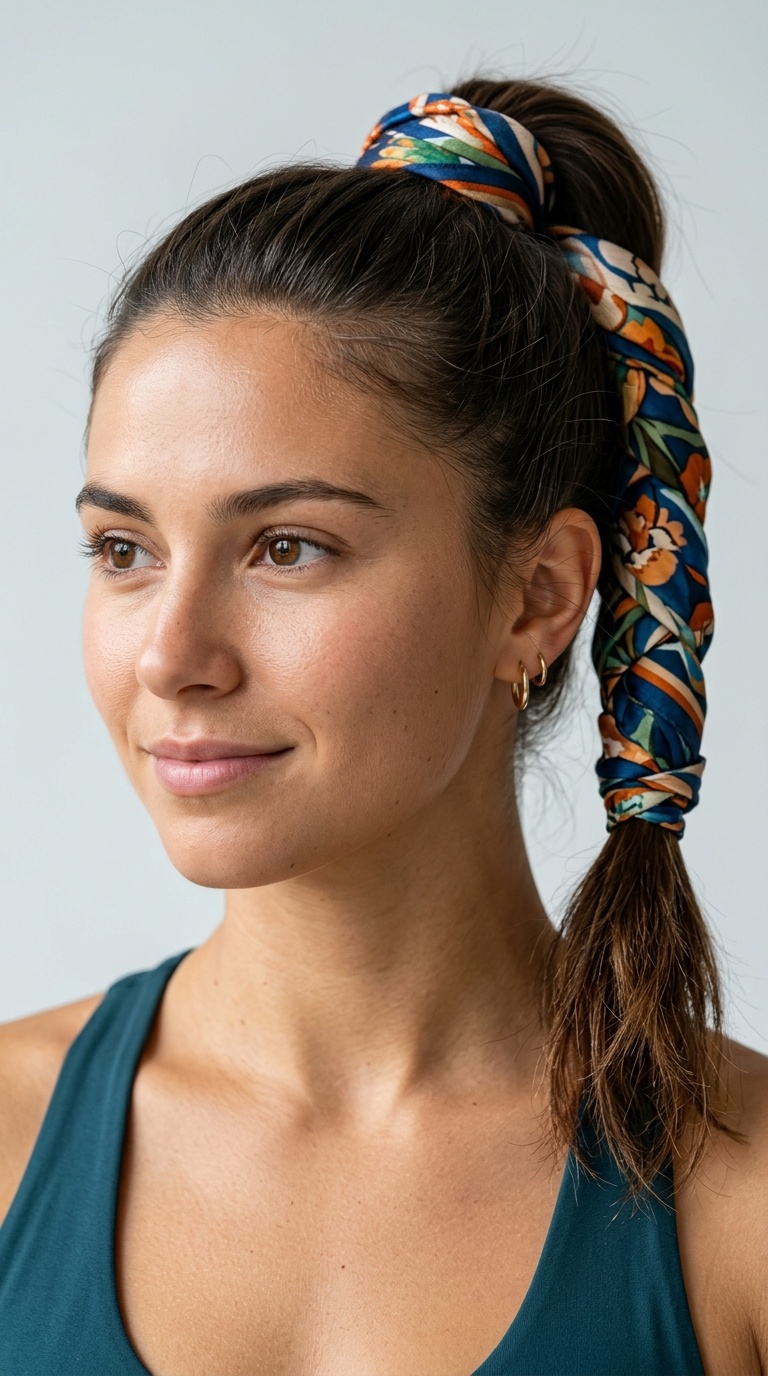 Scarf-Wrapped Ponytail