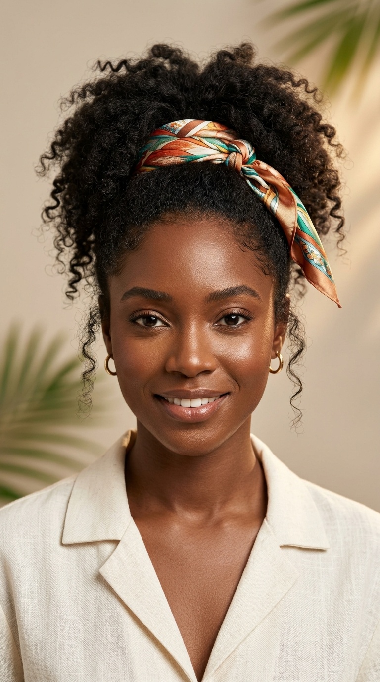 Scarf-Wrapped Ponytail