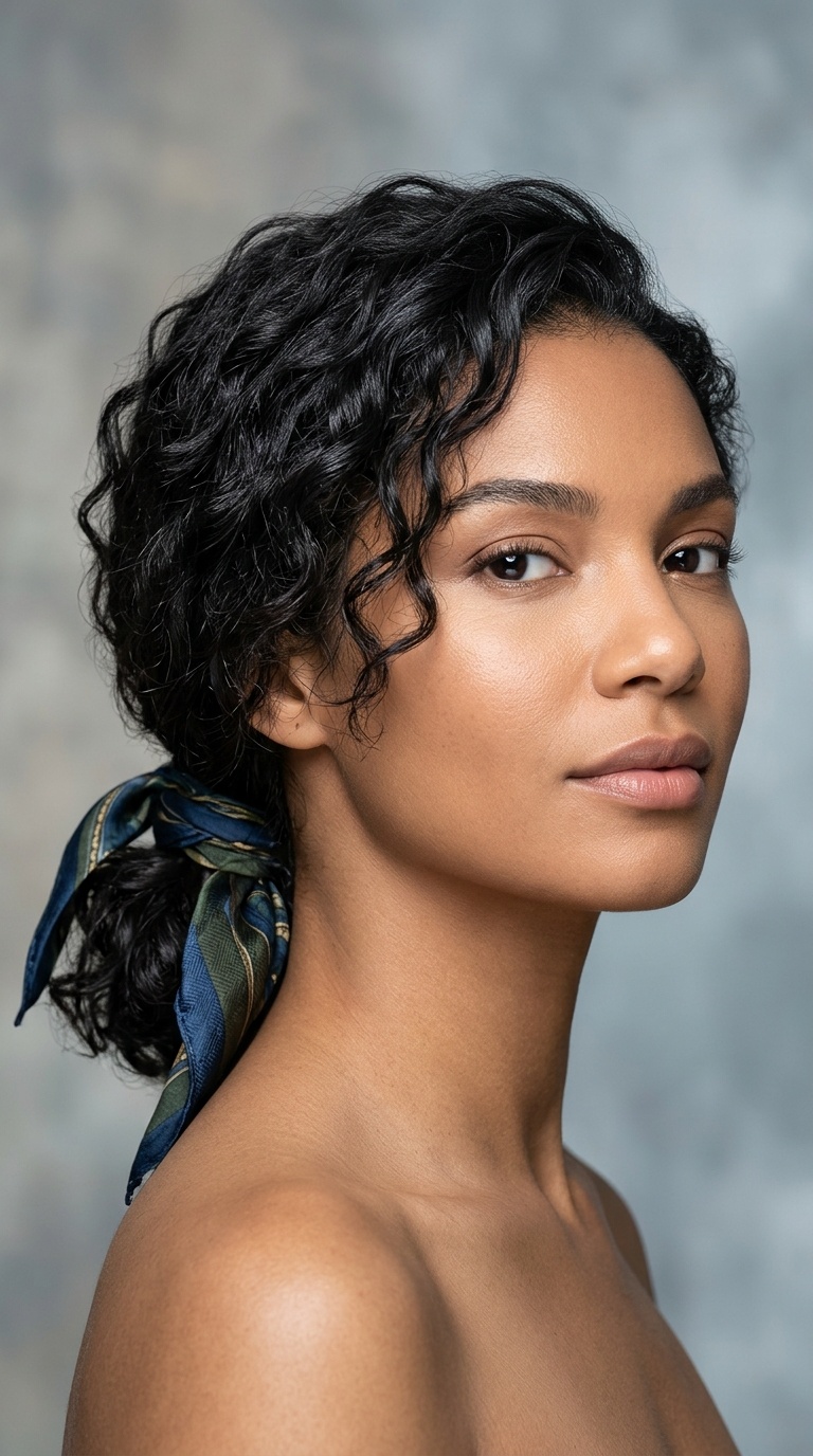 Scarf-Wrapped Ponytail