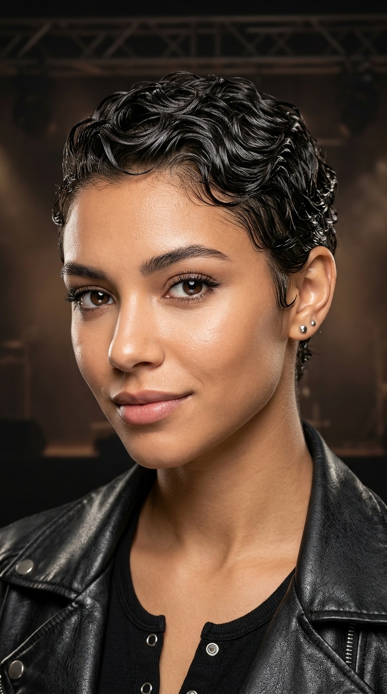 Scrunched Wet-Look Finger Waves