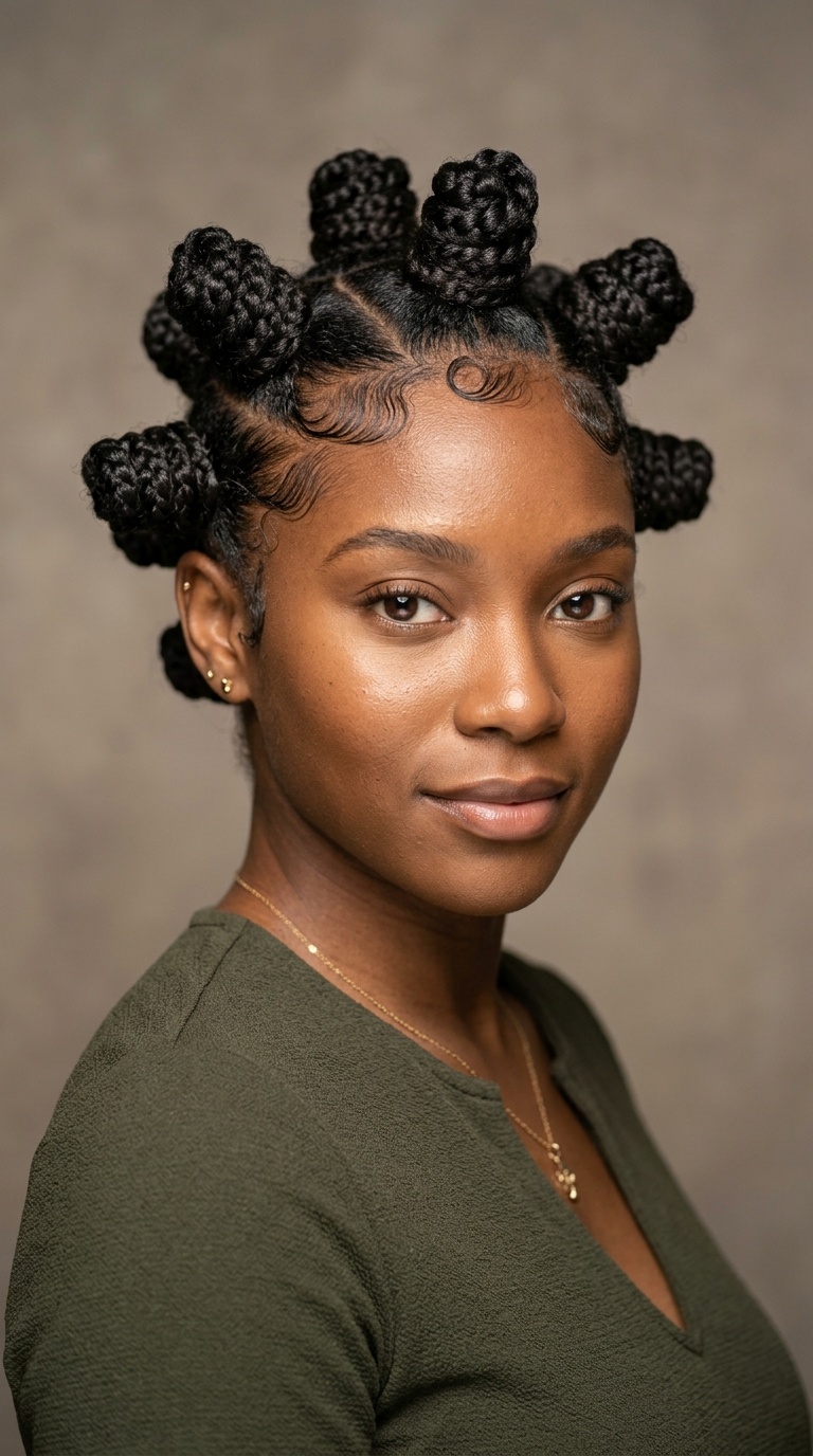 Sculpted Bantu Knots with Laid Edges