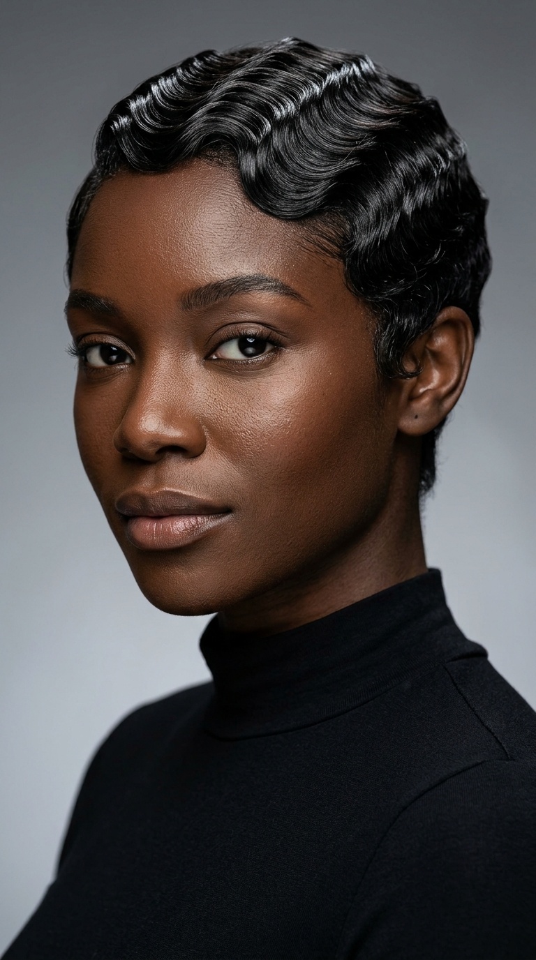 Sculpted Finger Wave Pixie