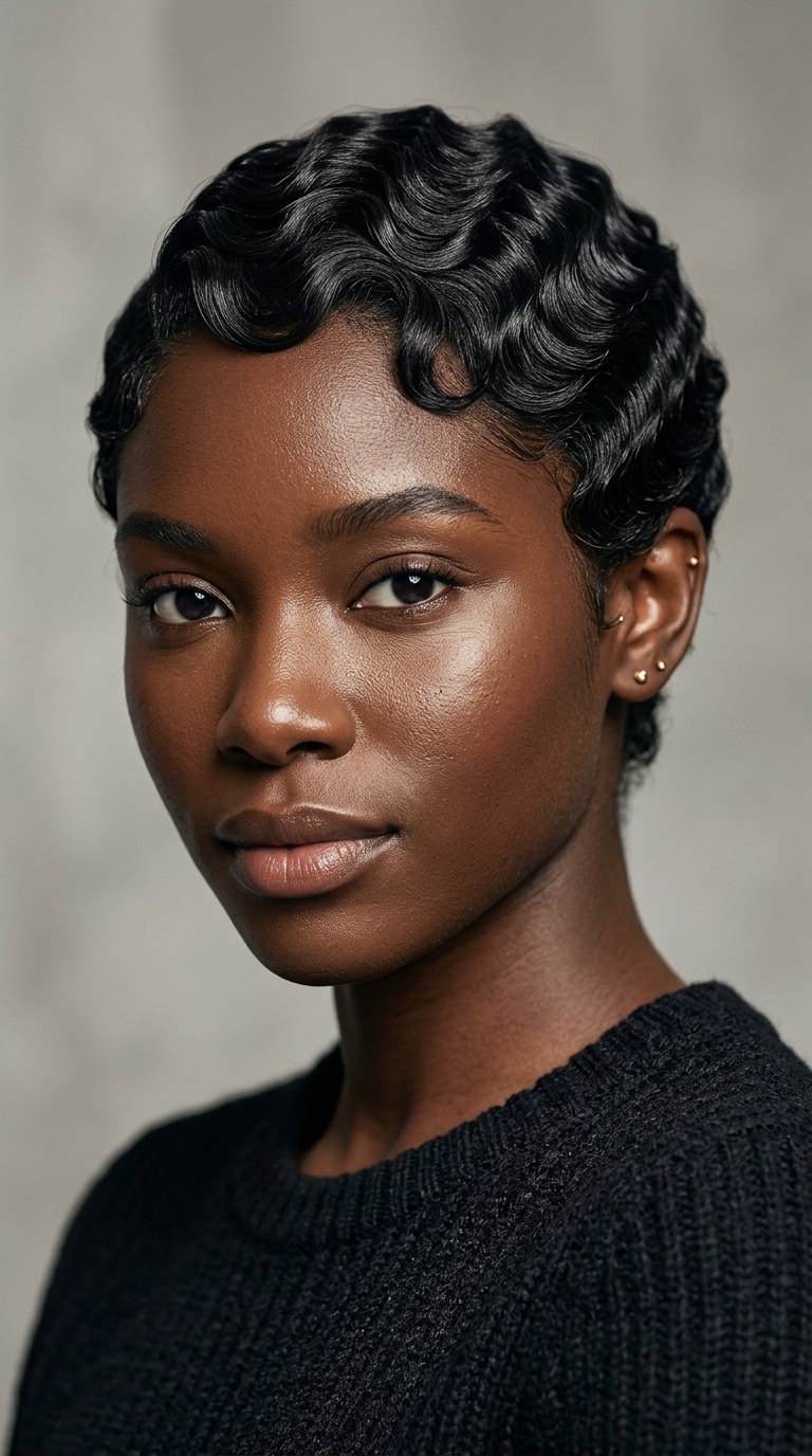 Sculpted Finger Waves on Natural Hair