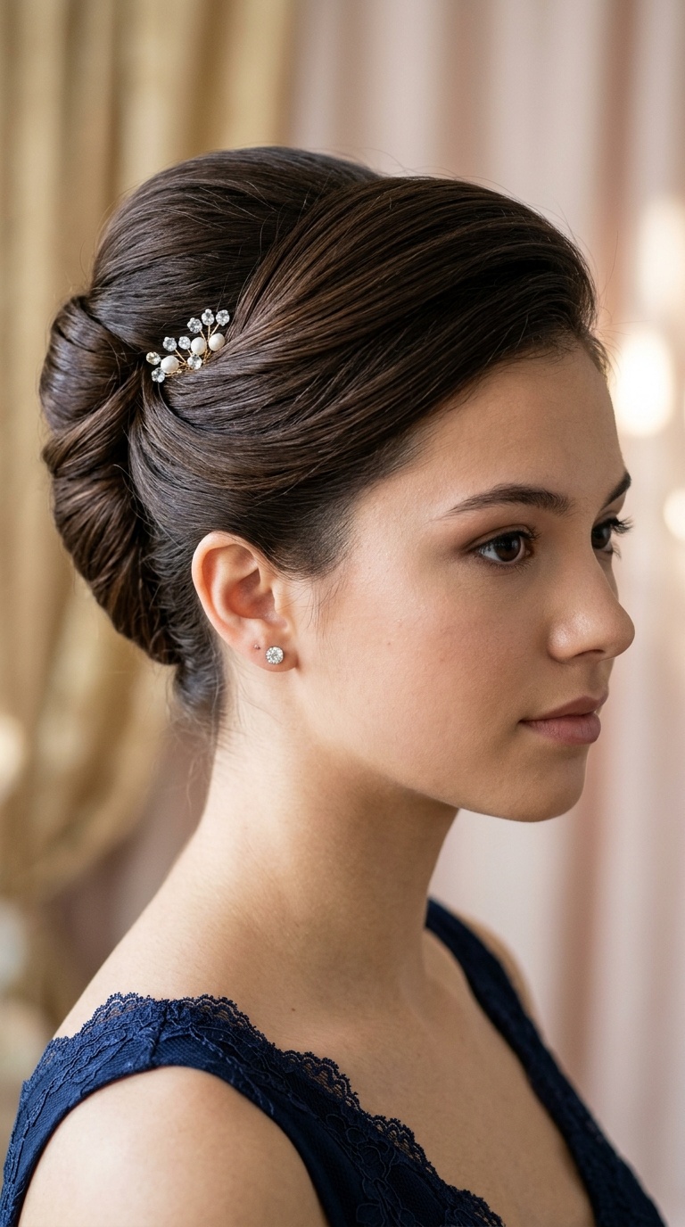 Sculpted French Twist with Modern Height