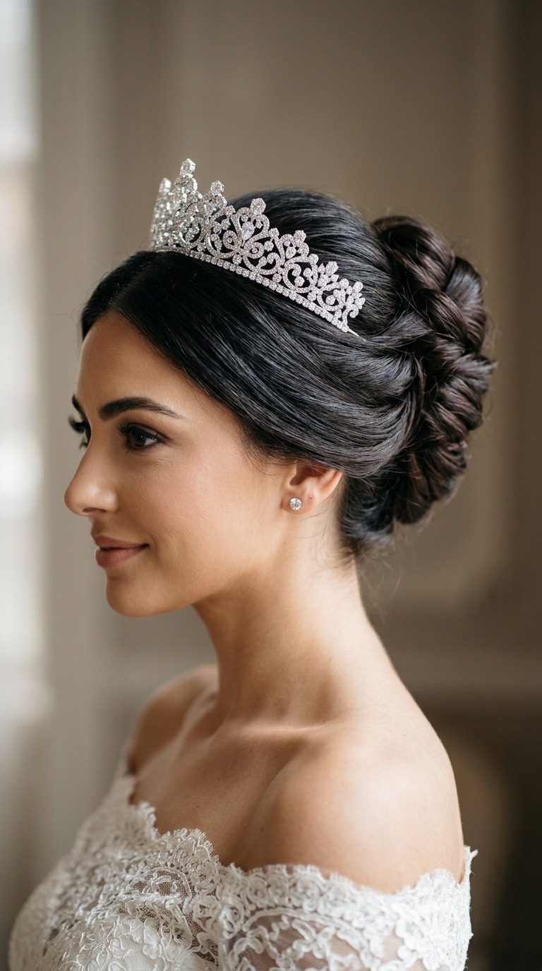 Sculpted French Twist with Tiara